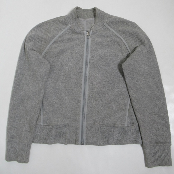 Lululemon Women's On Repeat Bomber Jacket Heathered Core Light Grey Size 8 - Picture 1 of 12
